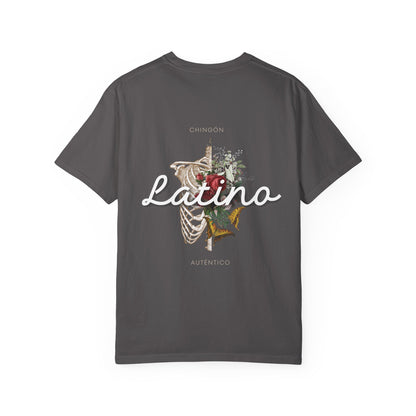 Unisex Garment-Dyed T-shirt - Autentico, Chingon Latino with Calavera Heart