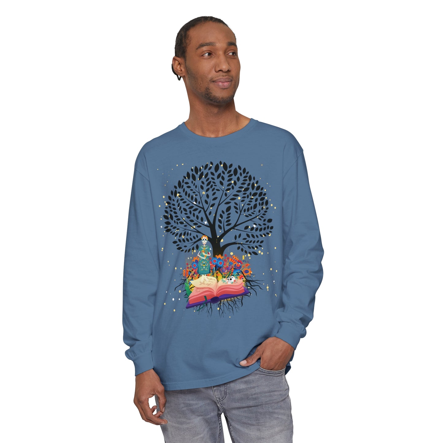 Long Sleeve T-Shirt - Magical Tree with Catrina and Roots Design