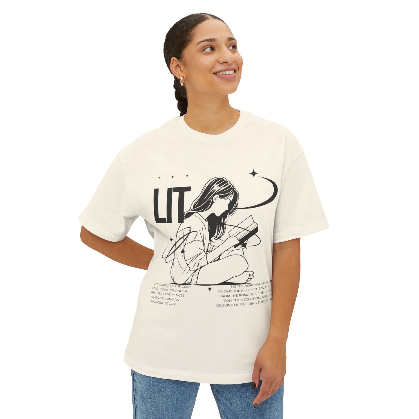 Boxy Tee - Girl Reading LIT Design