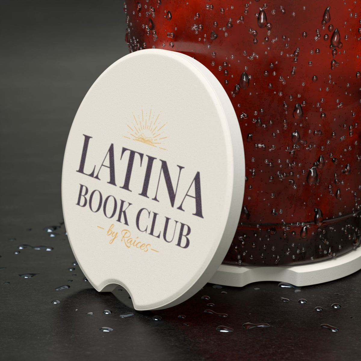 Soapstone Car Coaster — "Latina Book Club" Printed Car Cup Holder Insert