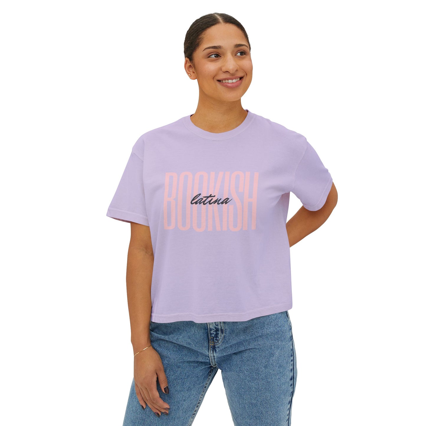 Boxy Tee - Bookish Latina Graphic Shirt for Women