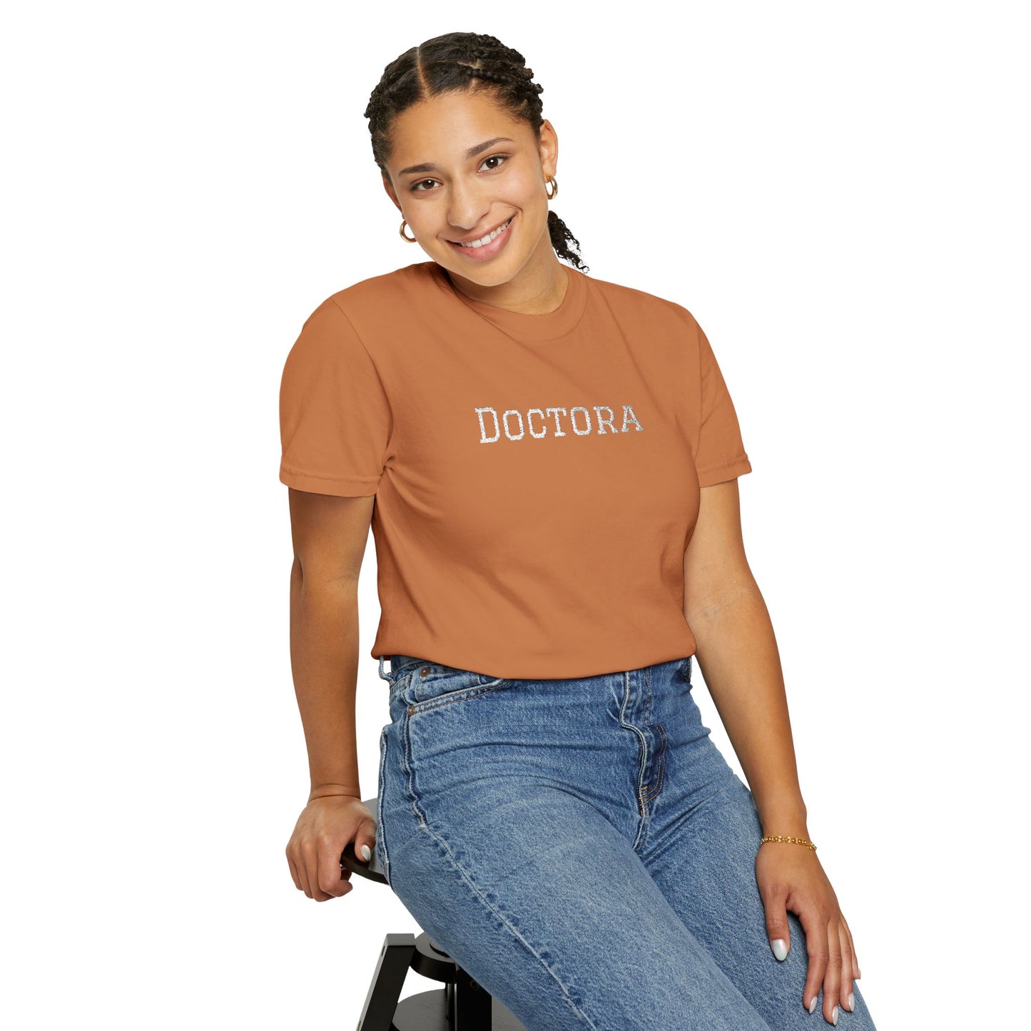 Embroidered Doctora T-Shirt — Feminine Doctor Shirt for Professionals