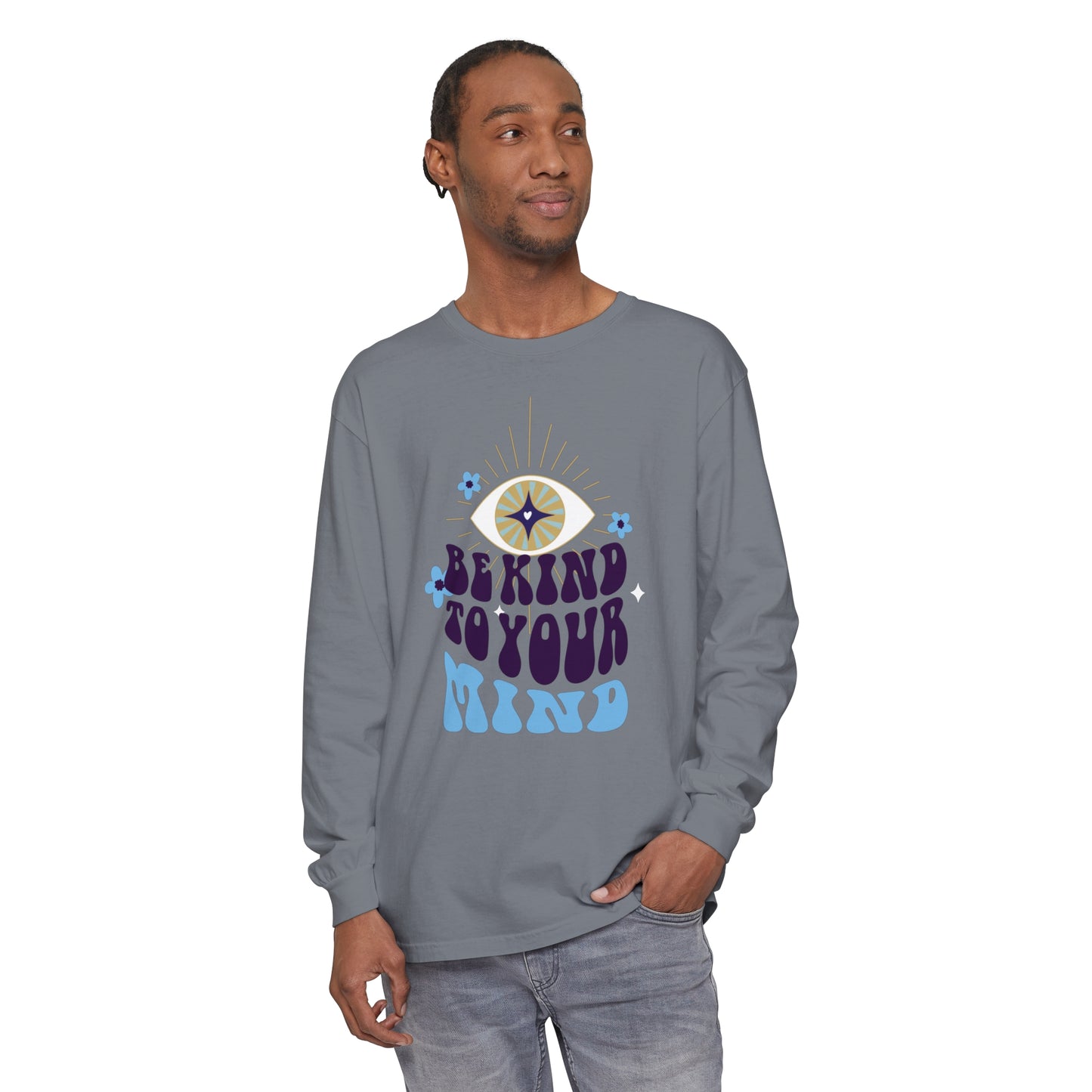 Long Sleeve T-Shirt Be Kind to Your Mind Ojo Design