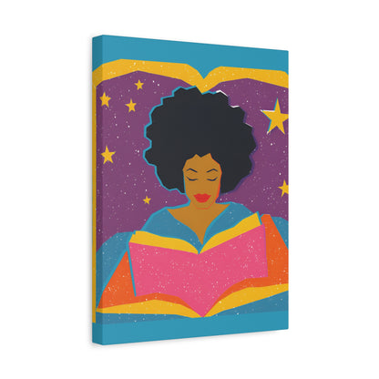 Canvas Print Afro Latina Reading Wall Art