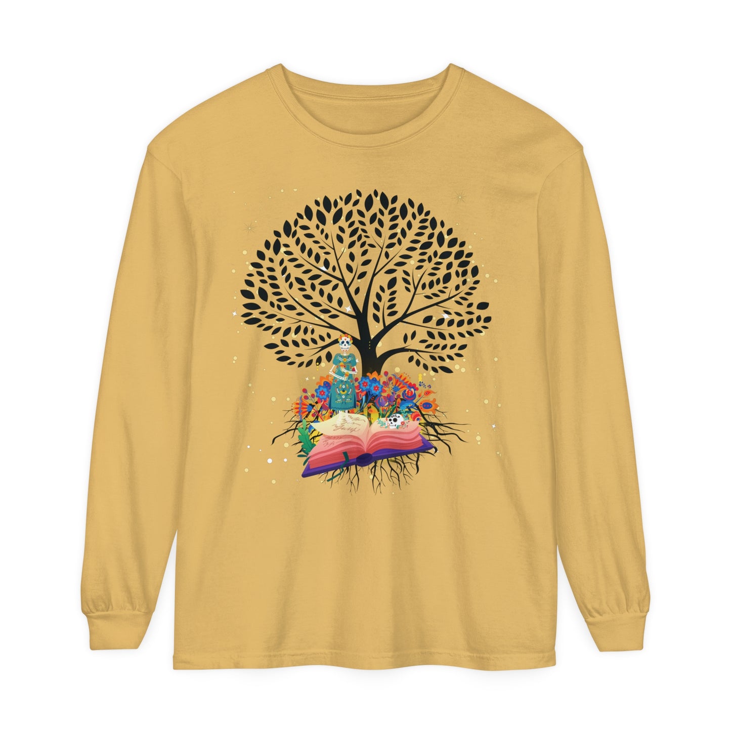 Long Sleeve T-Shirt - Magical Tree with Catrina and Roots Design