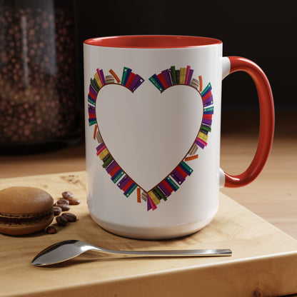 Mug Big Heart Made of Books Coffee Mug (11, 15oz)