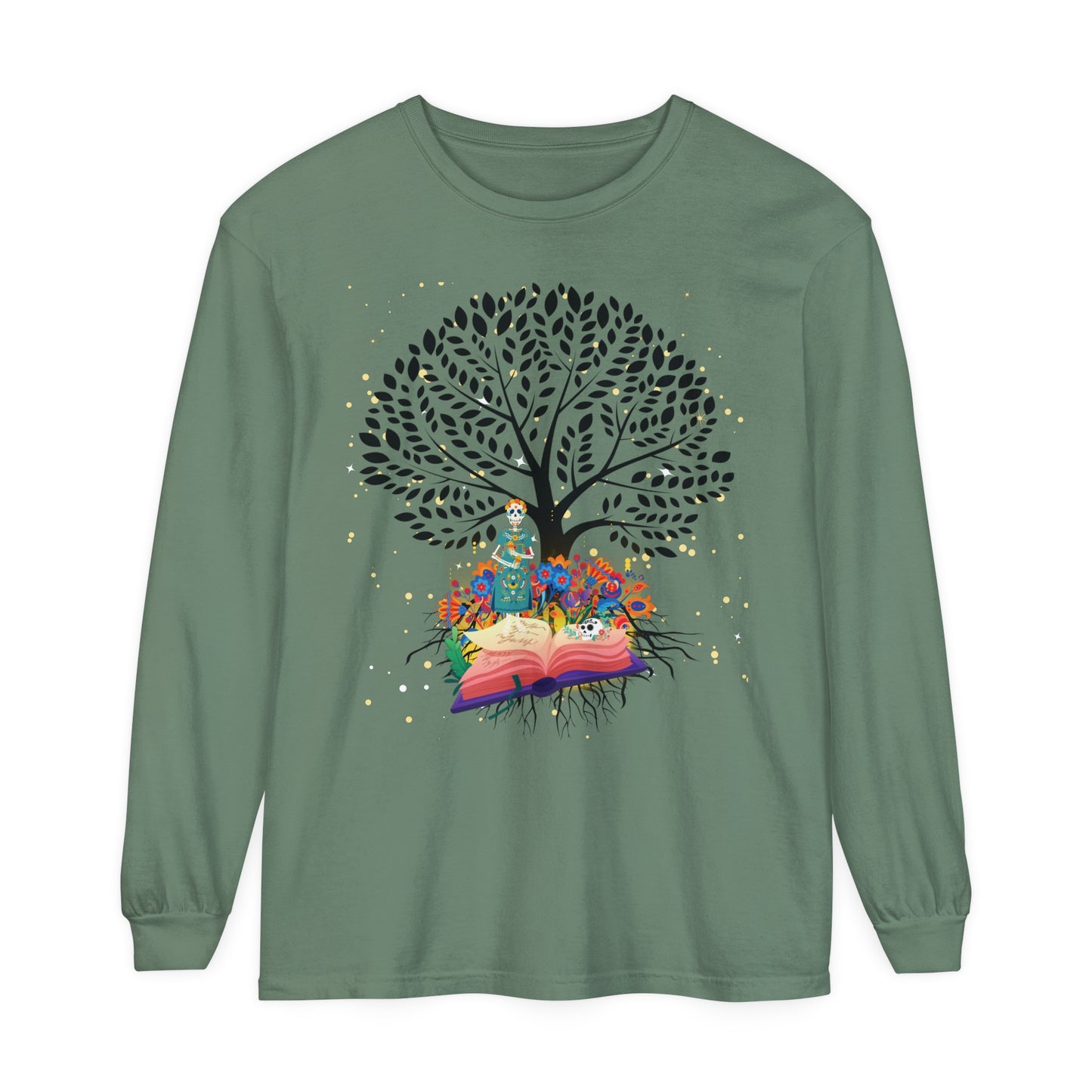 Long Sleeve T-Shirt - Magical Tree with Catrina and Roots Design