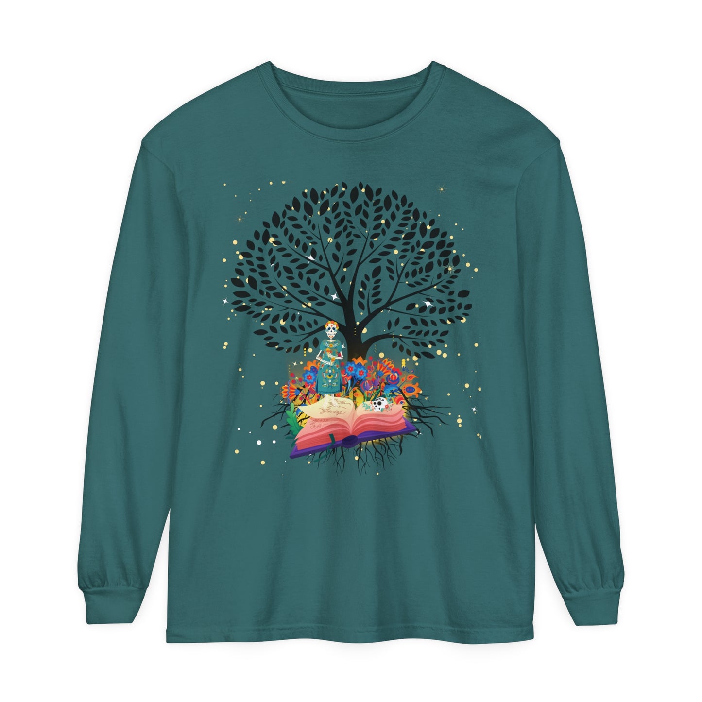 Long Sleeve T-Shirt - Magical Tree with Catrina and Roots Design