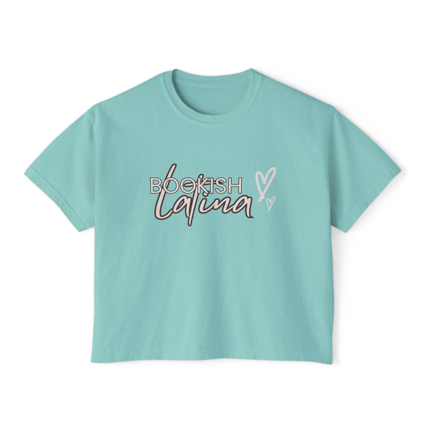 Boxy Tee Bookish Latina with Hearts Shirt