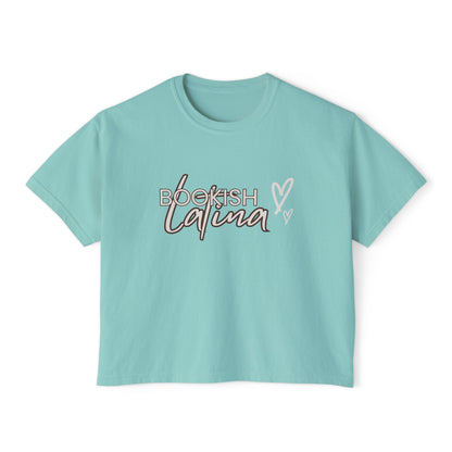 Boxy Tee Bookish Latina with Hearts Shirt
