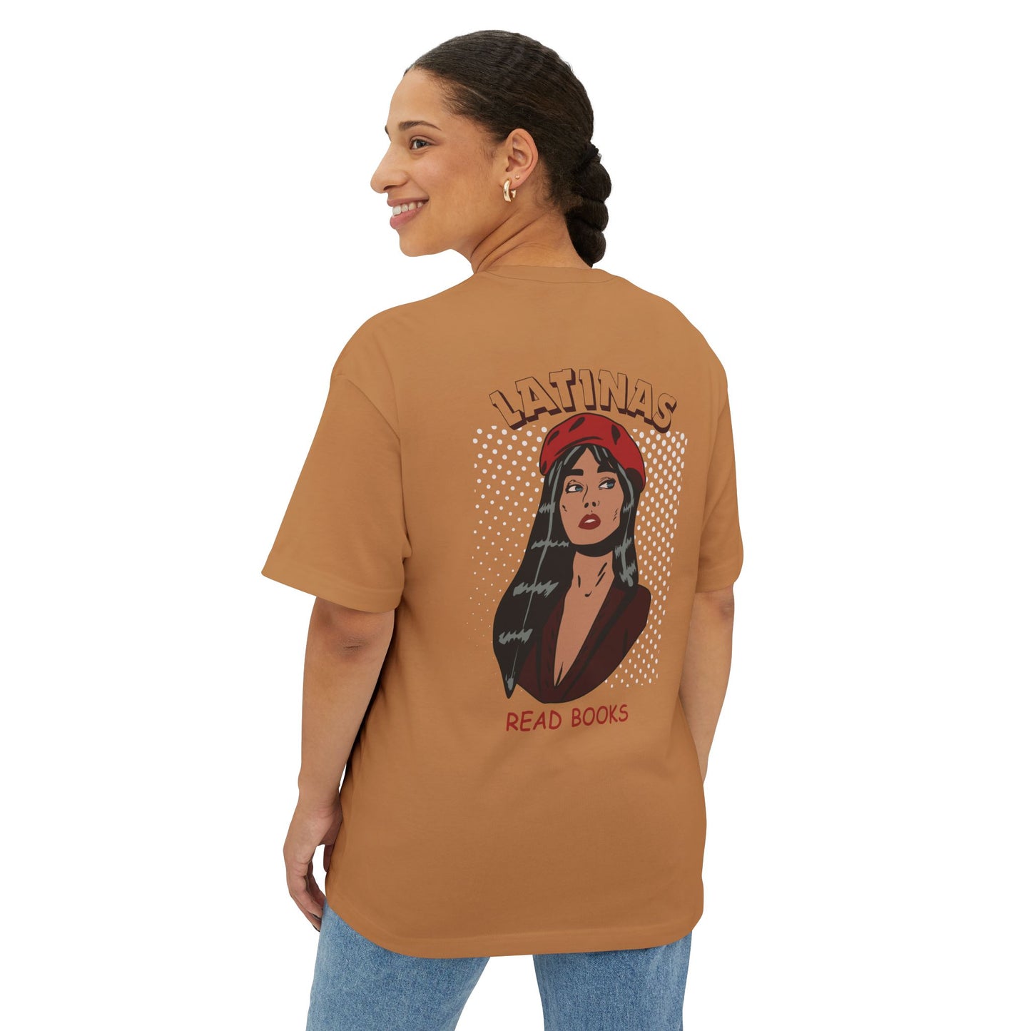 Latinas Read Books Unisex Oversized Boxy TShirt