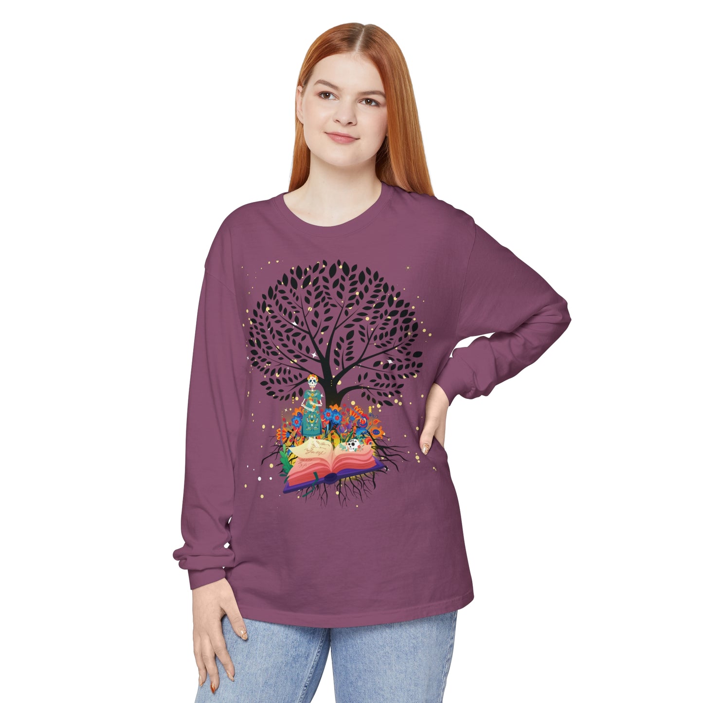 Long Sleeve T-Shirt - Magical Tree with Catrina and Roots Design