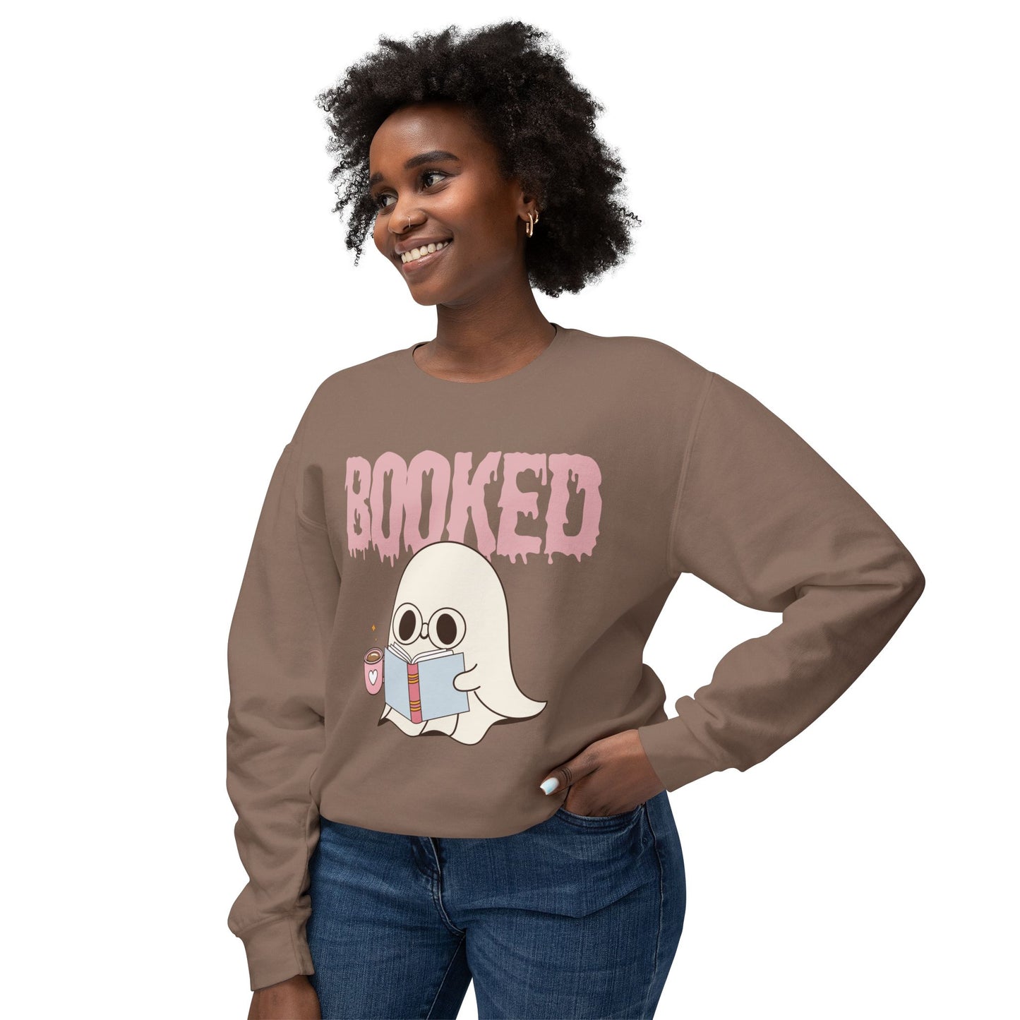 Ghost Reading Book Lightweight Sweatshirt