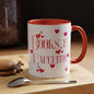 Coffee Mug - Books & Cafecito with Red and Pink Hearts Design