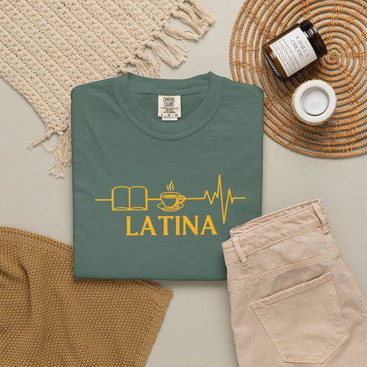 Latina with Coffee & Book Heartbeat T-Shirt