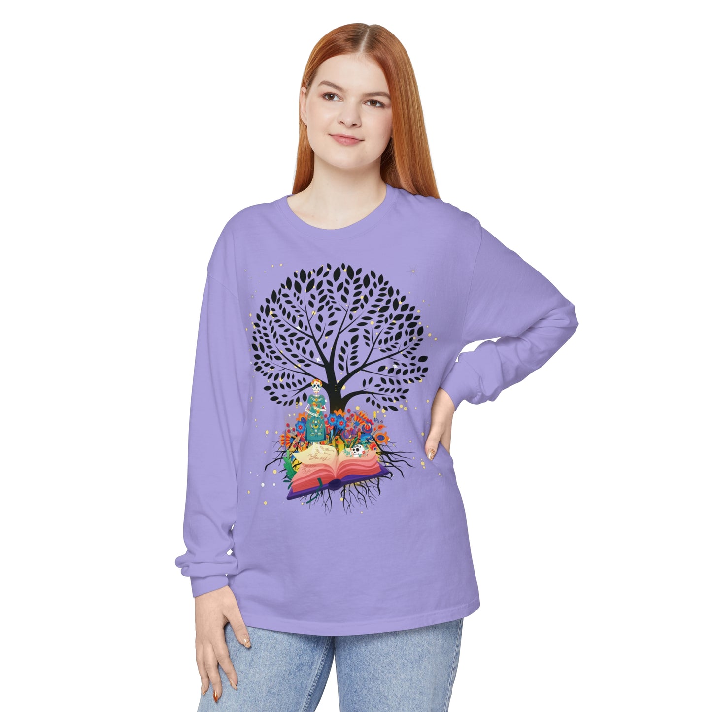 Long Sleeve T-Shirt - Magical Tree with Catrina and Roots Design