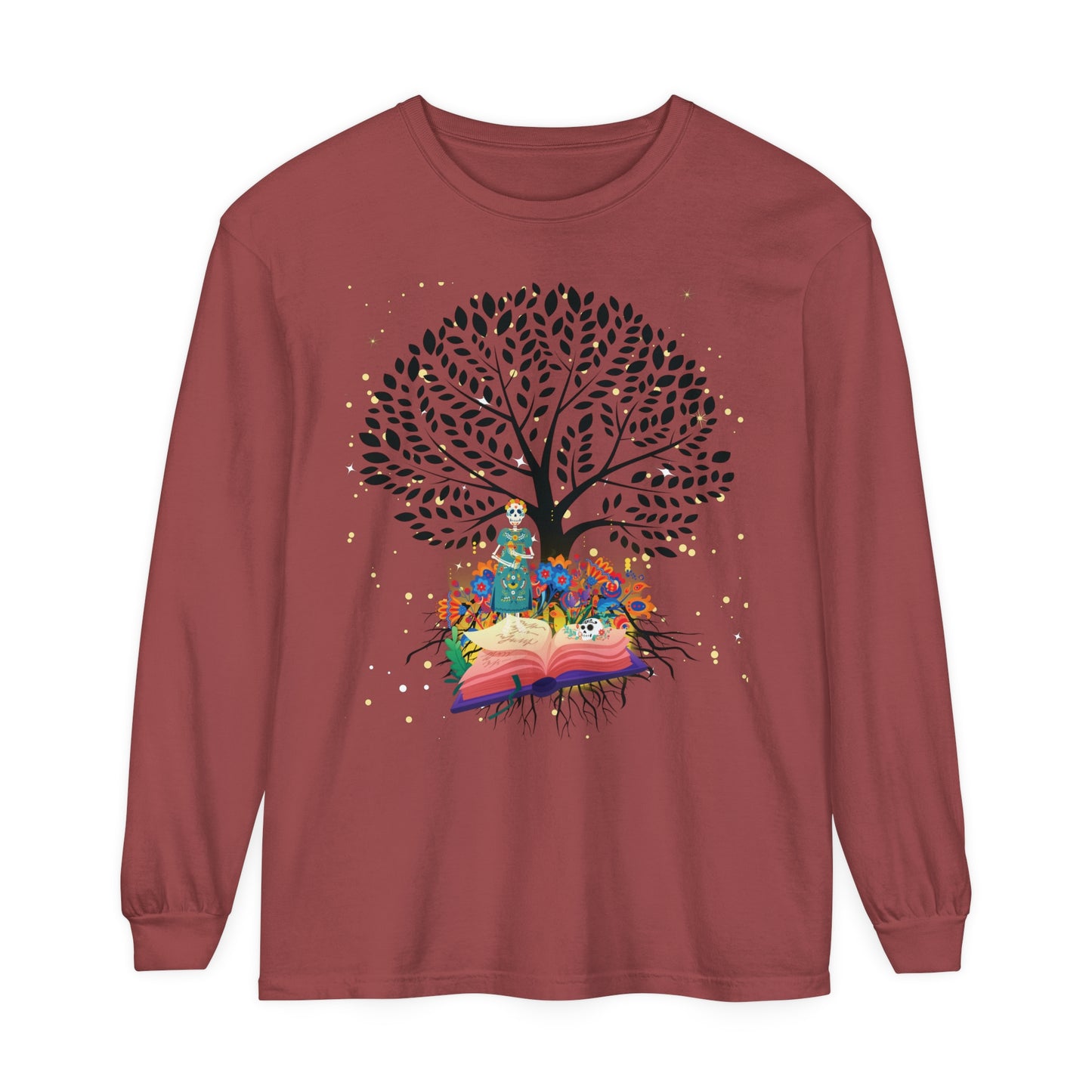 Long Sleeve T-Shirt - Magical Tree with Catrina and Roots Design