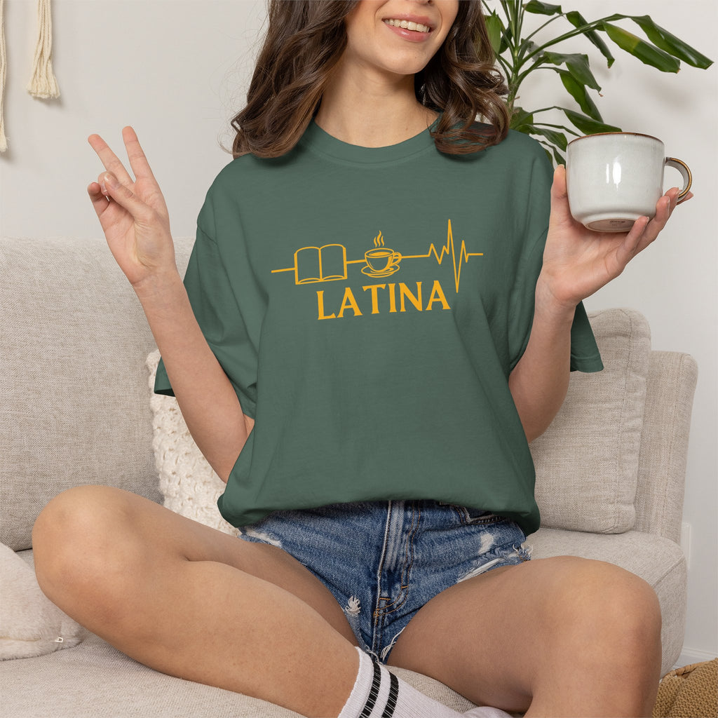 Latina with Coffee & Book Heartbeat T-Shirt