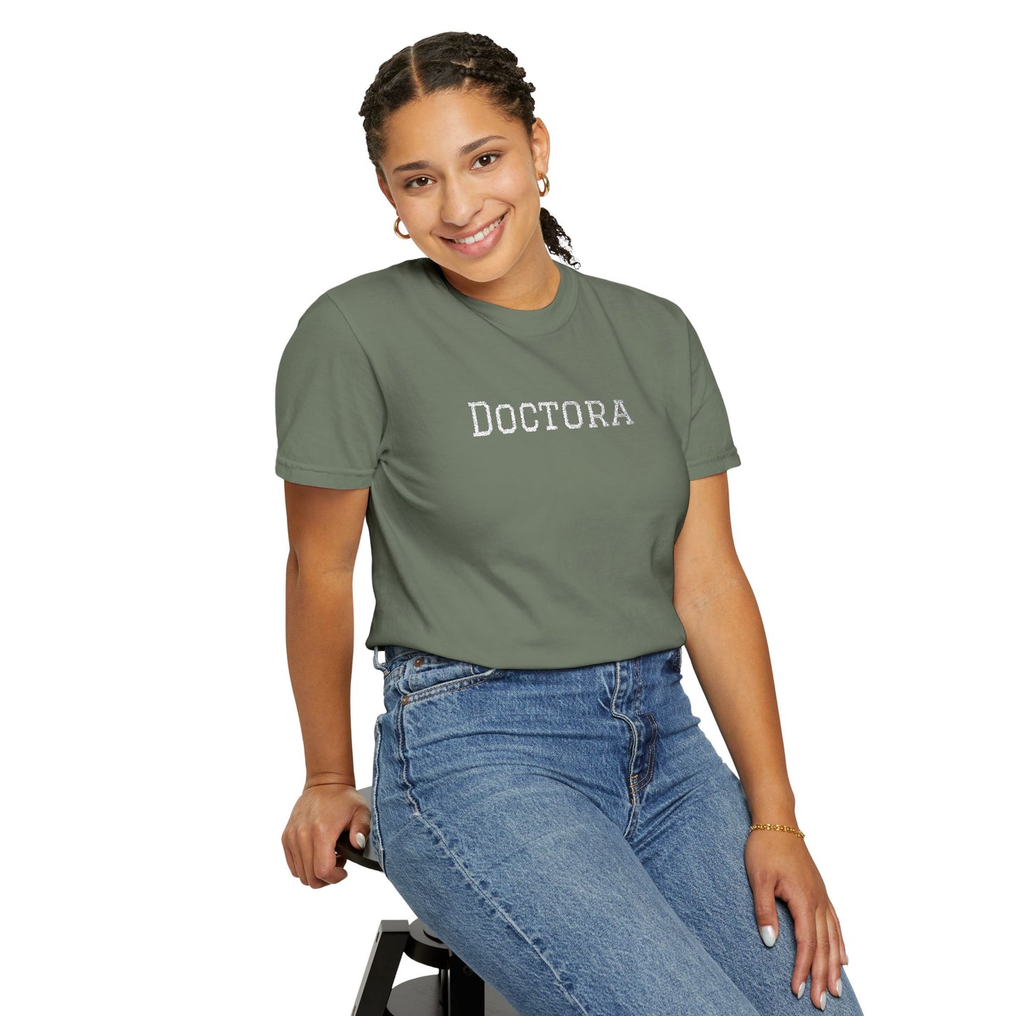 Embroidered Doctora T-Shirt — Feminine Doctor Shirt for Professionals