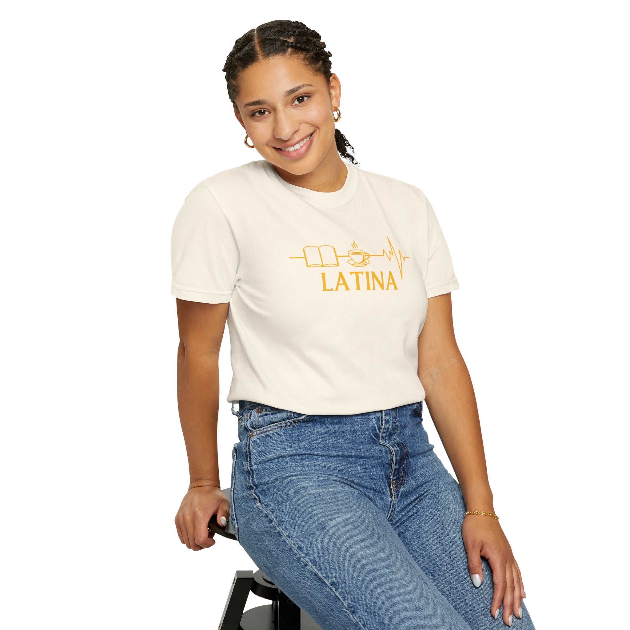 Latina with Coffee & Book Heartbeat T-Shirt