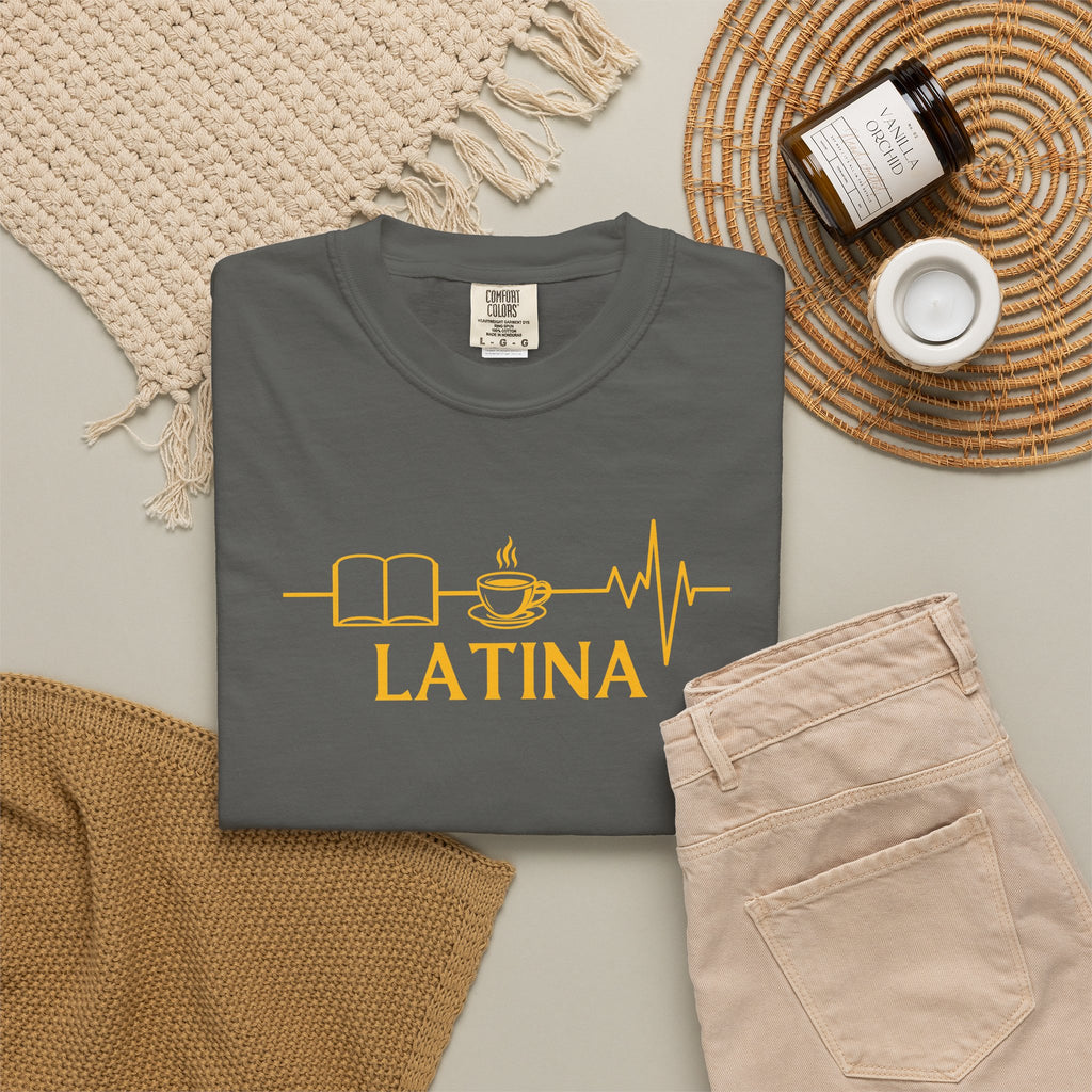 Latina with Coffee & Book Heartbeat T-Shirt