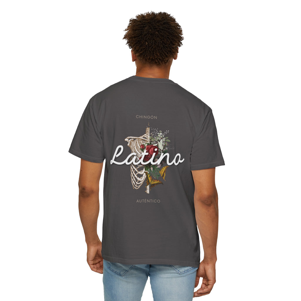 Unisex Garment-Dyed T-shirt - Autentico, Chingon Latino with Calavera Heart