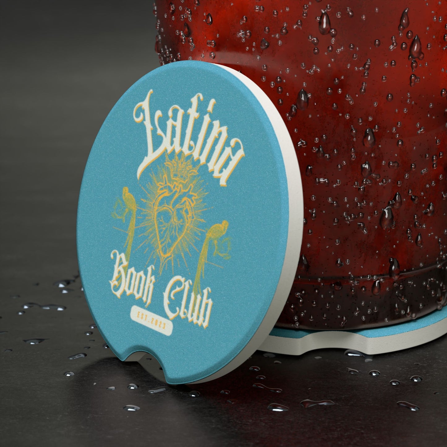 Latina Book Club Soapstone Car Coaster, Unique Car Accessories, Distinctive Gift for Book Lovers, Fun Vehicle Decor, Heart and Soul Vibe