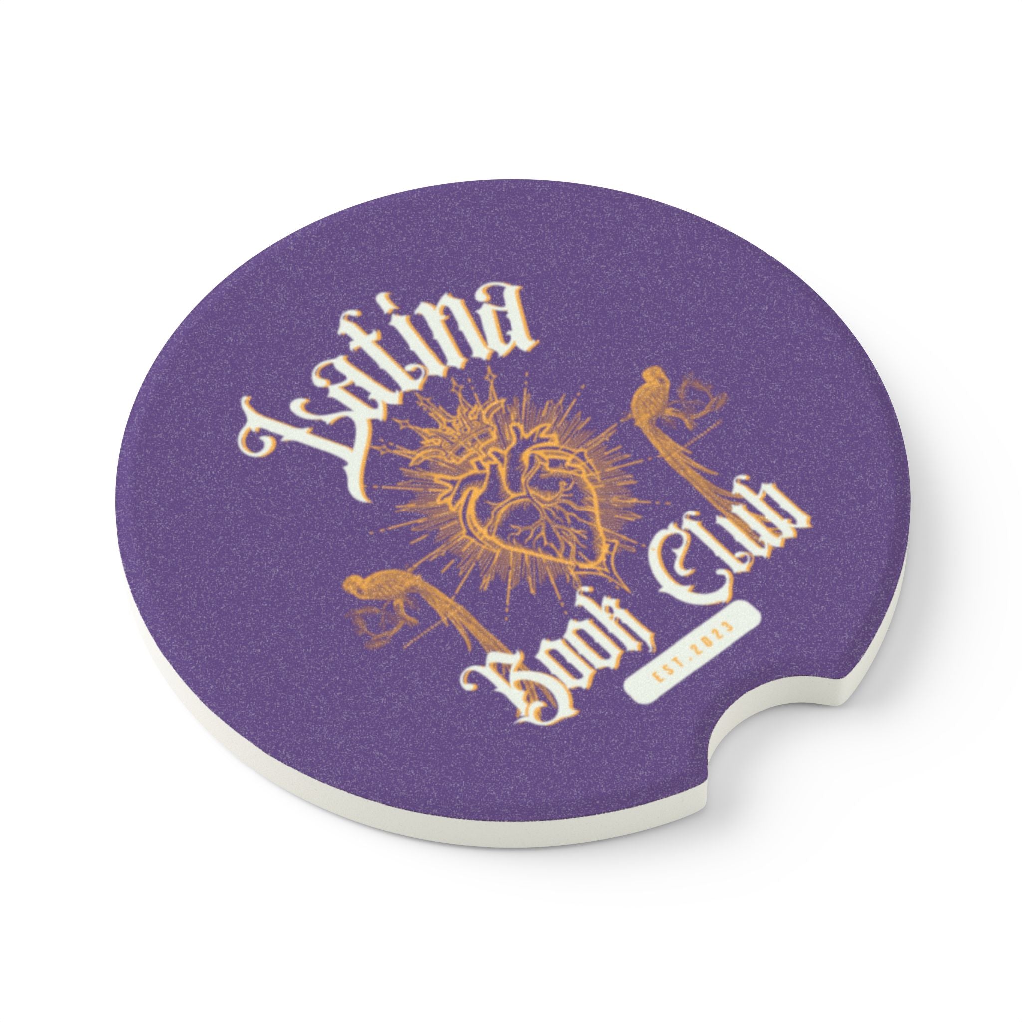 Soapstone Car Coaster — 'Latina Book Club' Heart Design