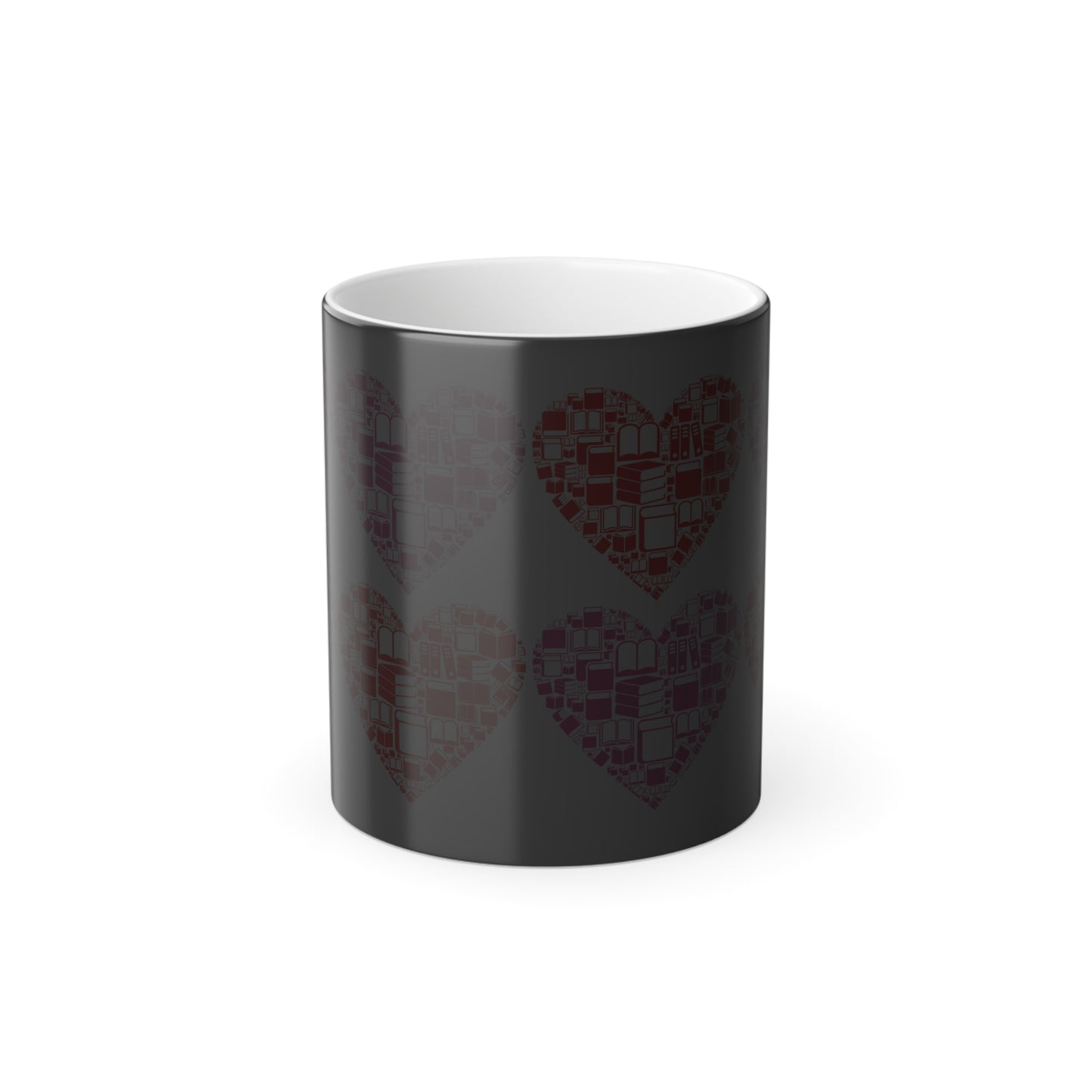 Color Morphing Mug - Red and Pink Hearts Made of Books
