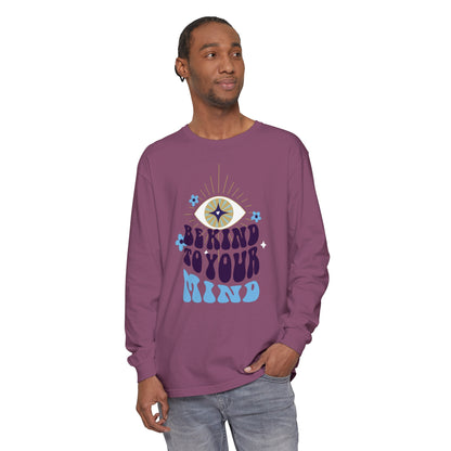 Long Sleeve T-Shirt Be Kind to Your Mind Ojo Design