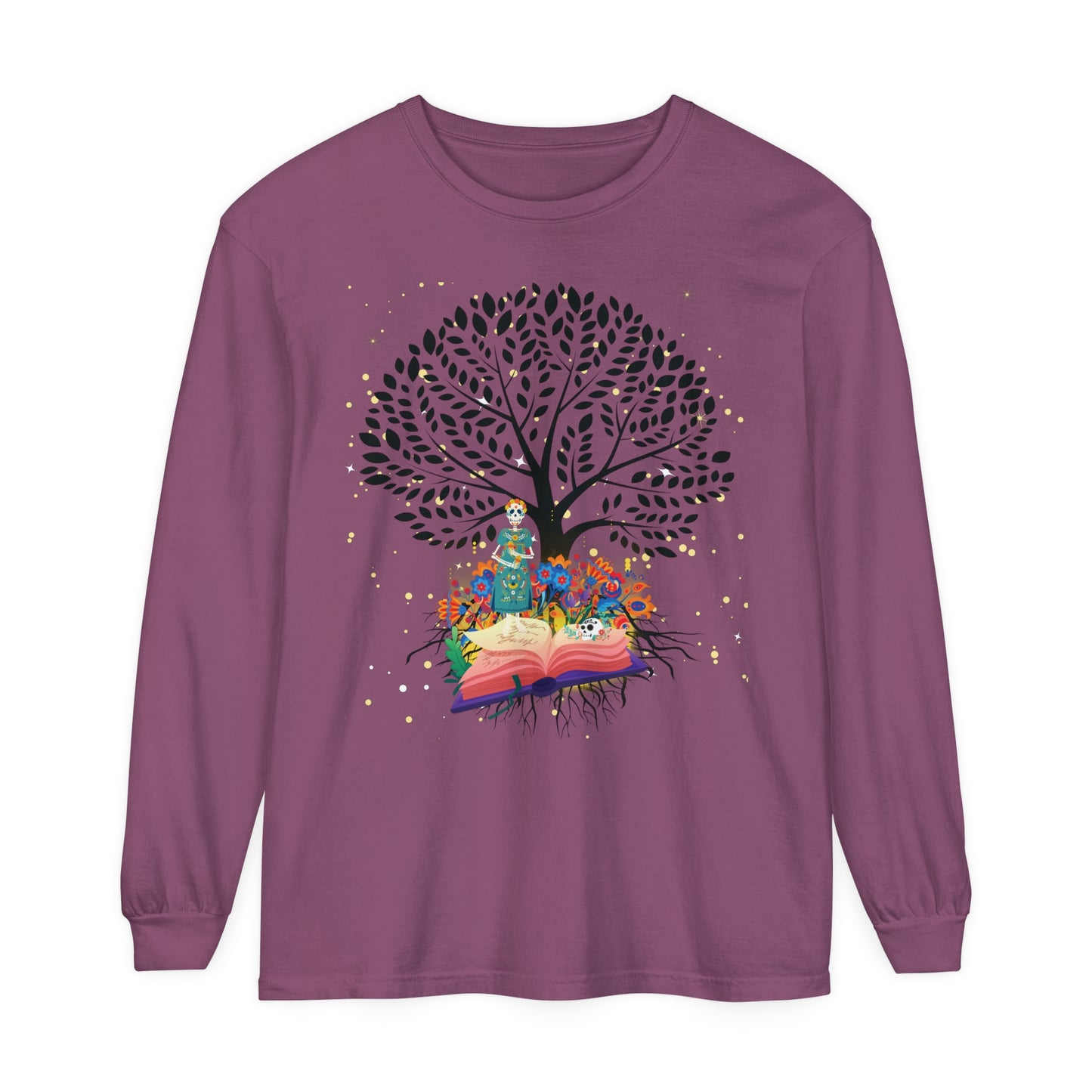 Long Sleeve T-Shirt - Magical Tree with Catrina and Roots Design