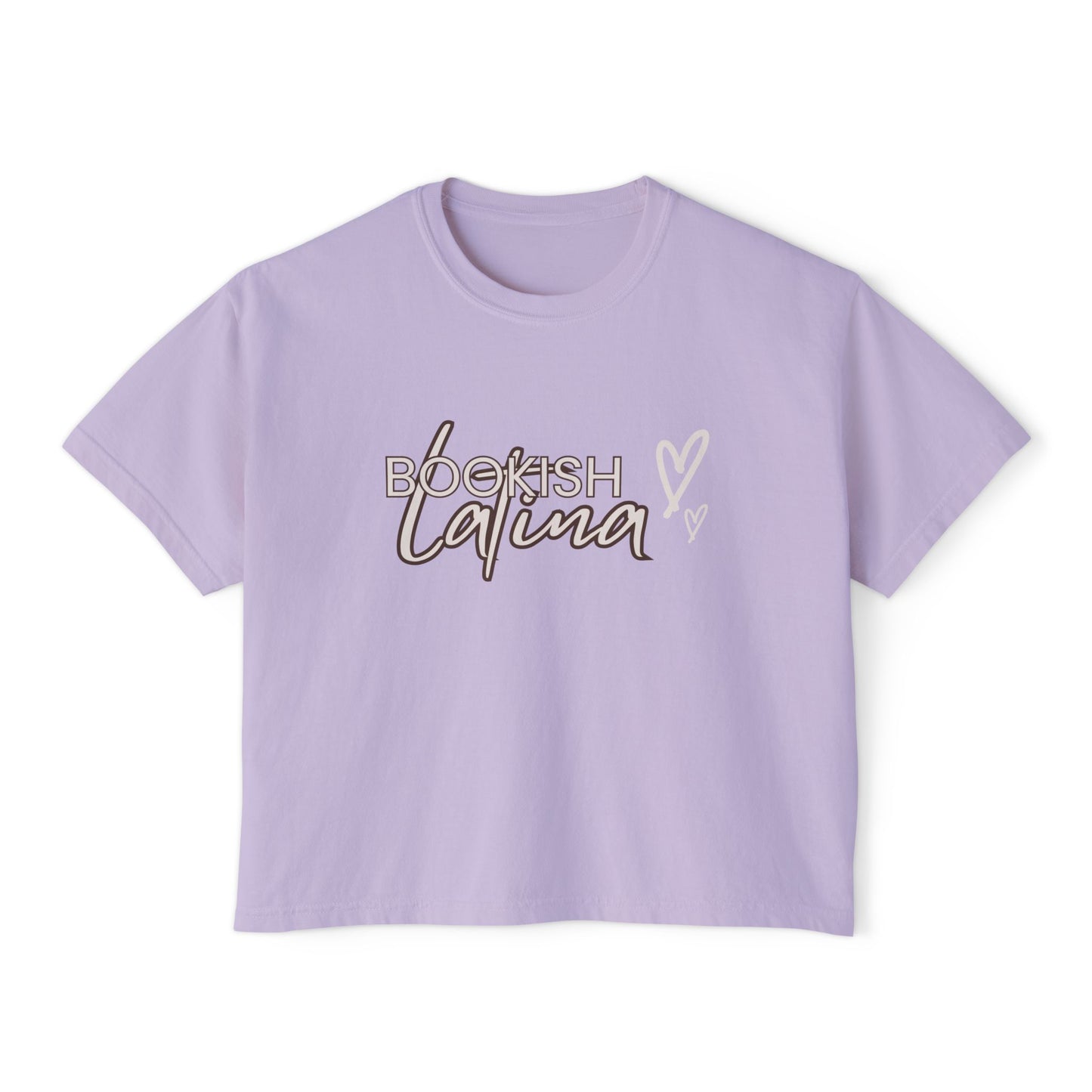 Boxy Tee Bookish Latina with Hearts Shirt
