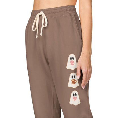 Fleece Sweatpants - Concha Season with Ghosts Eating Conchas Design