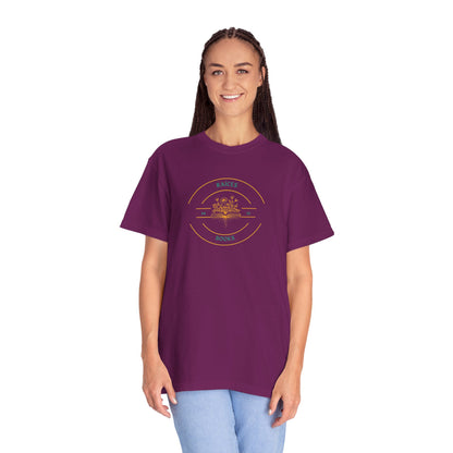Rooted in Cultura Unisex T-shirt with Raices Books Logo