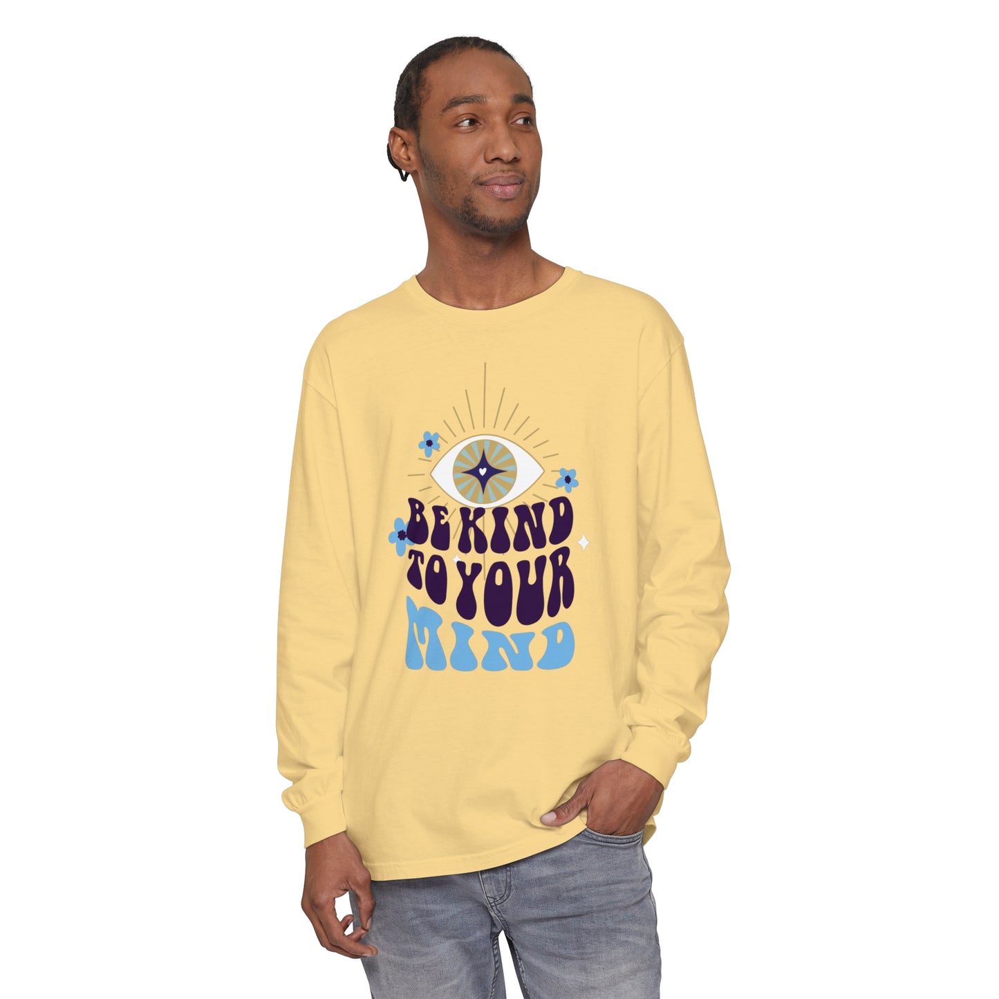 Long Sleeve T-Shirt Be Kind to Your Mind Ojo Design