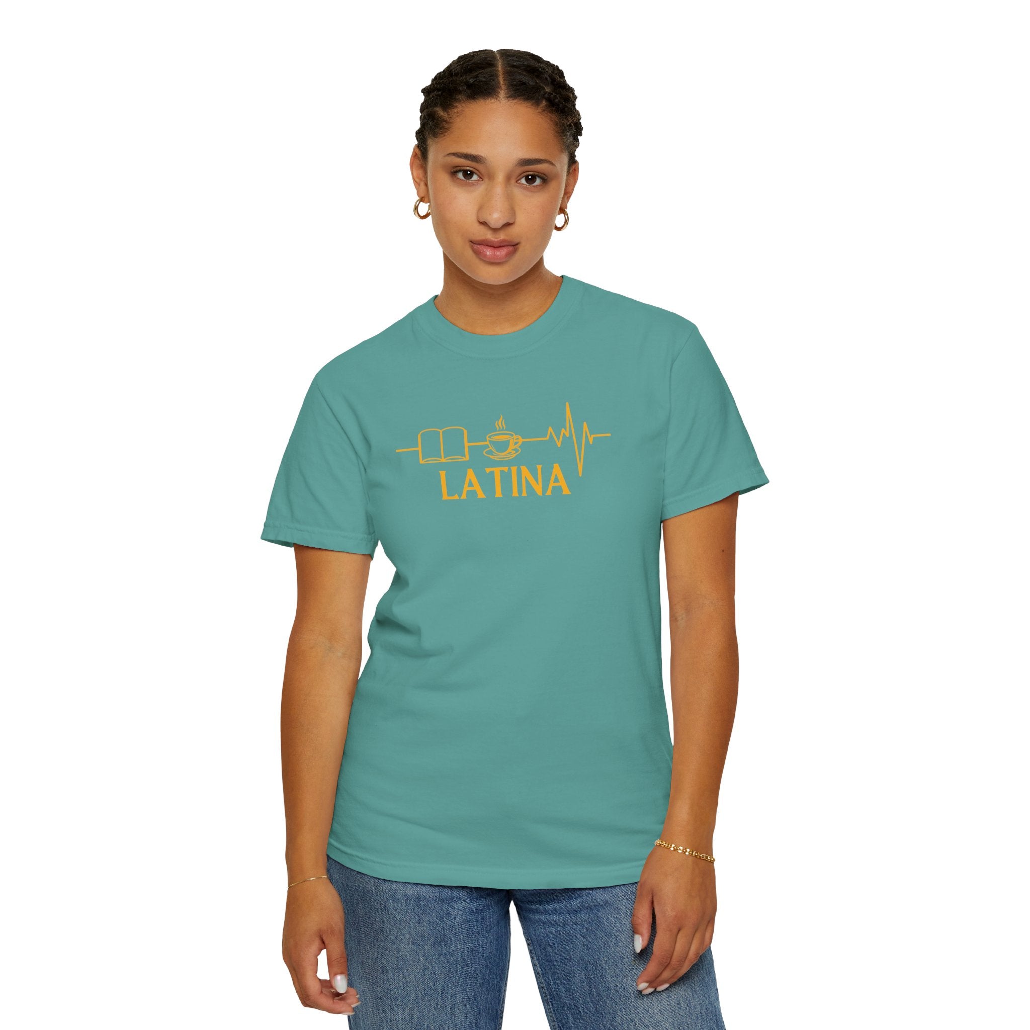 Latina with Coffee & Book Heartbeat T-Shirt