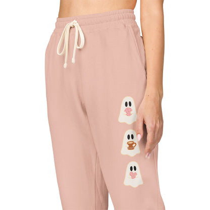Fleece Sweatpants - Concha Season with Ghosts Eating Conchas Design