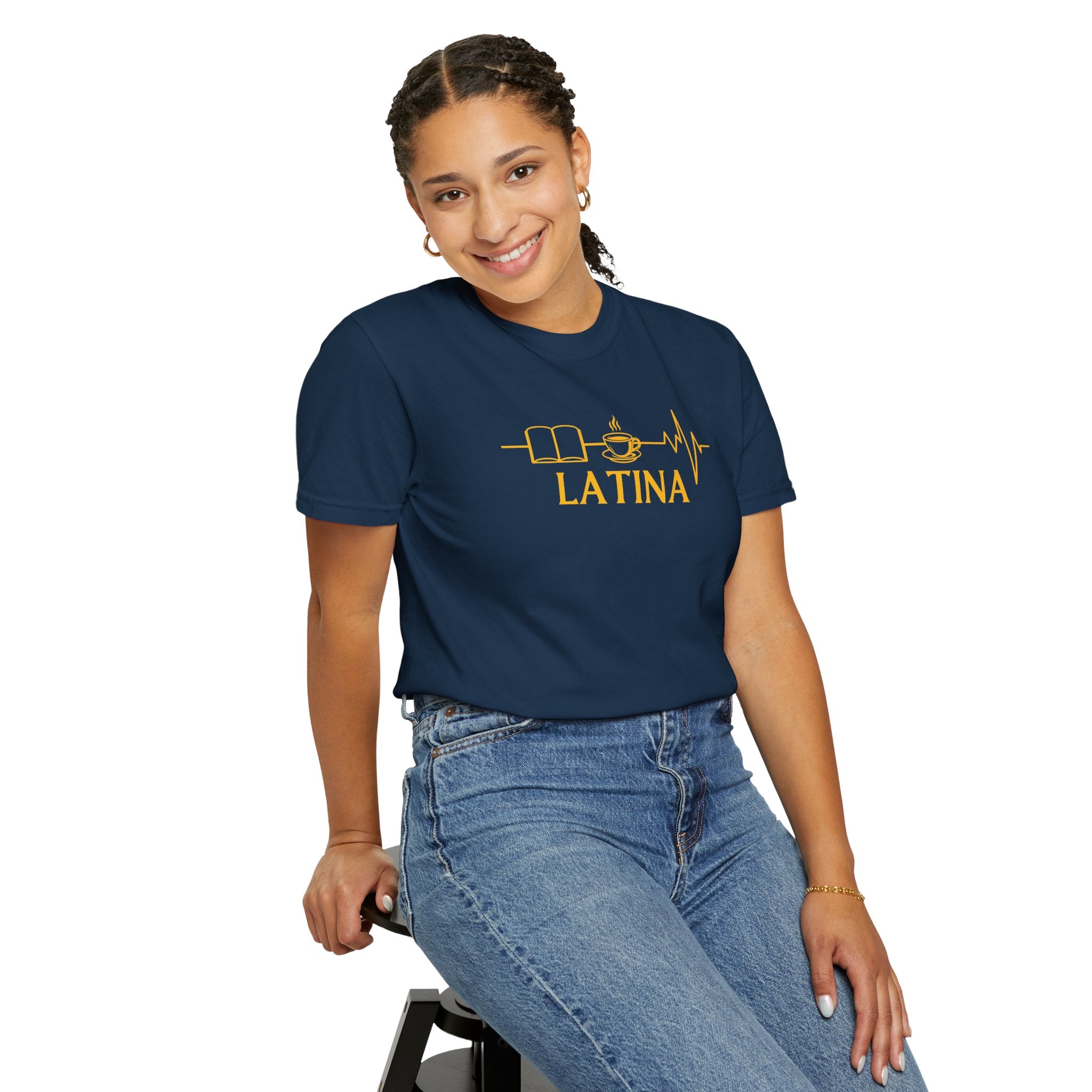 Latina with Coffee & Book Heartbeat T-Shirt