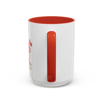 Mug - Pink and Red Stack of Books with Hearts Coffee Mug (11, 15oz)
