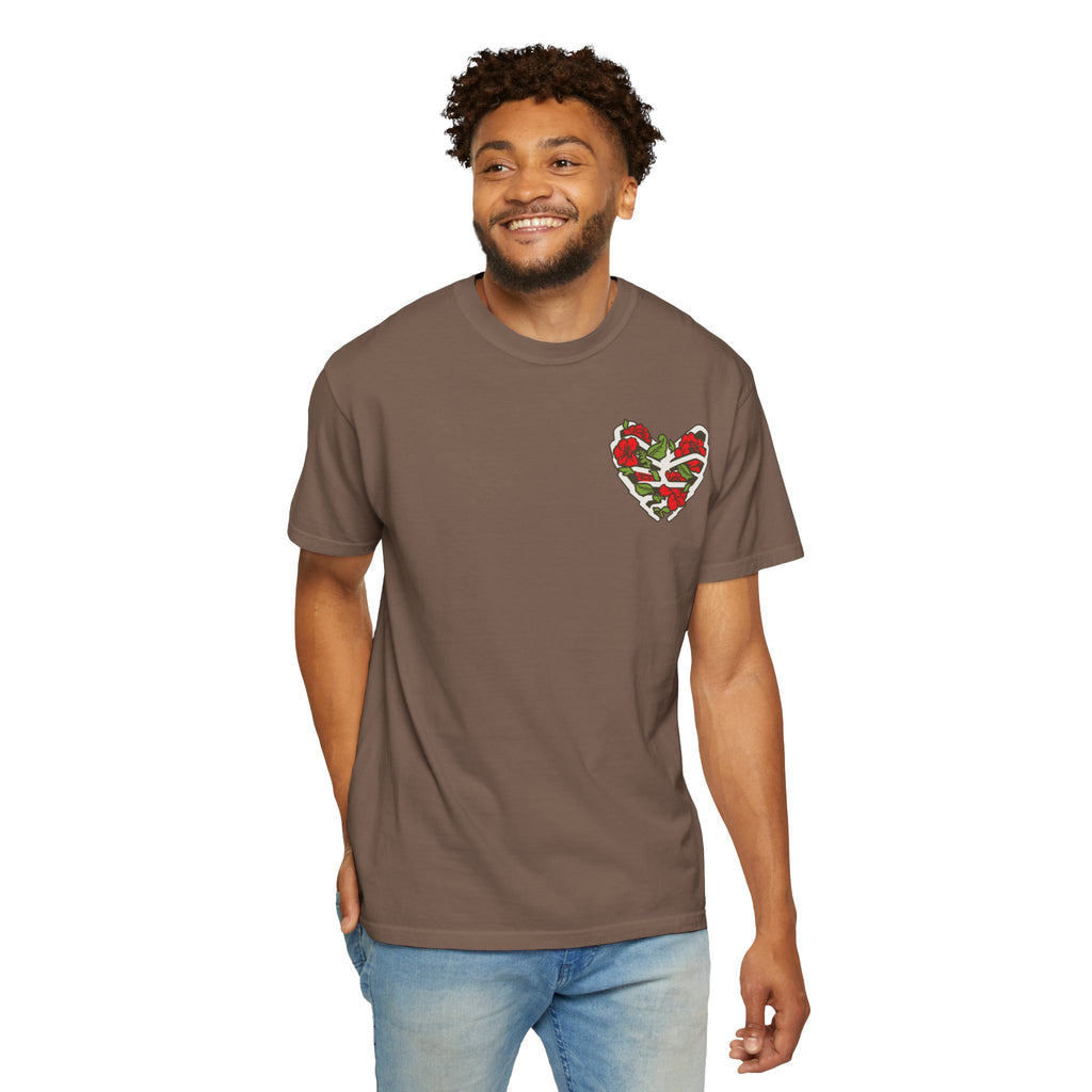 Unisex Garment-Dyed T-shirt - Autentico, Chingon Latino with Calavera Heart
