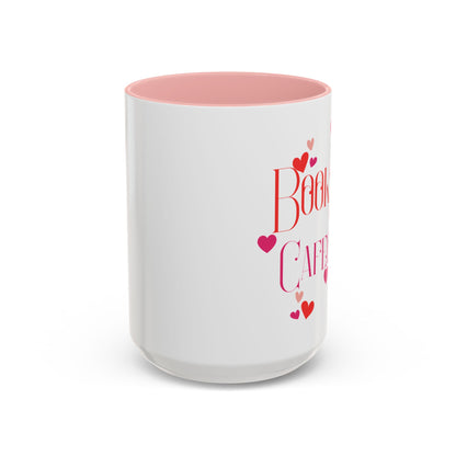 Coffee Mug - Books & Cafecito with Red and Pink Hearts Design