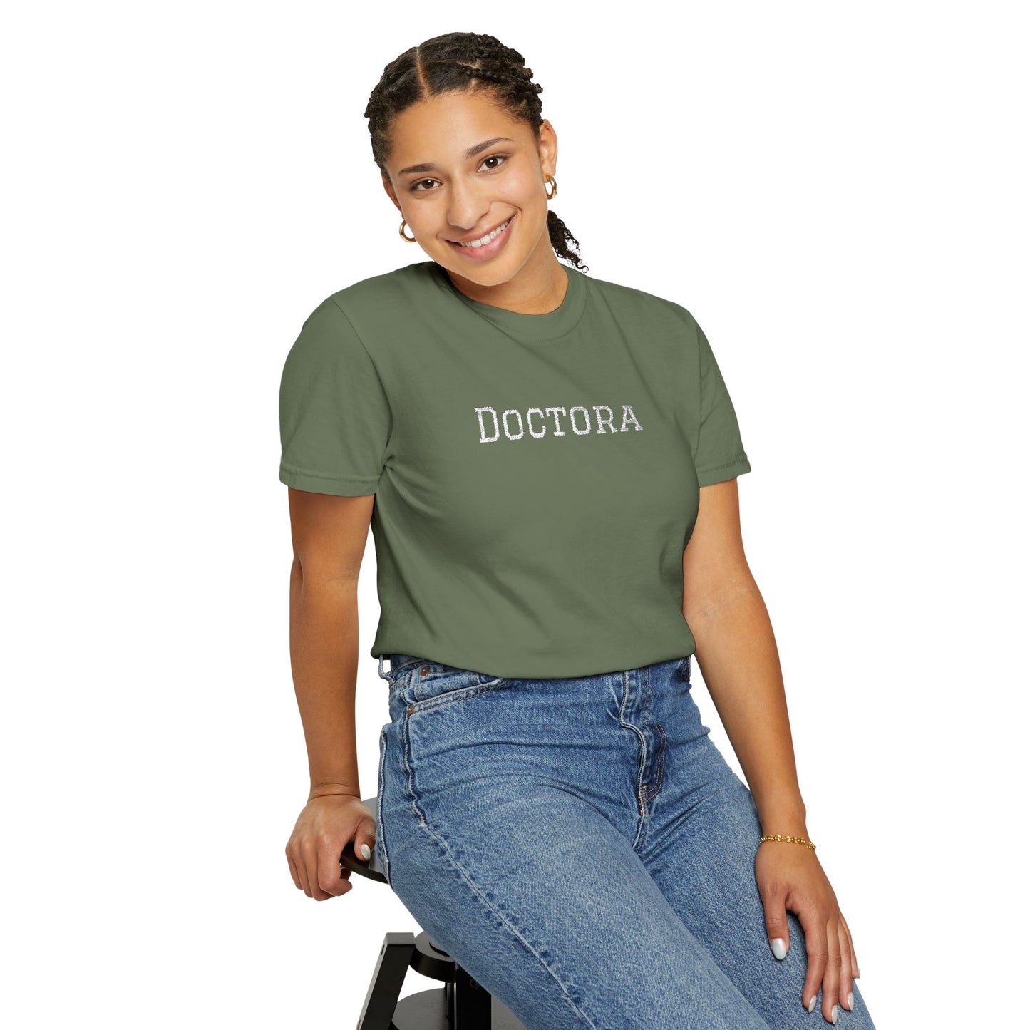 Embroidered Doctora T-Shirt — Feminine Doctor Shirt for Professionals