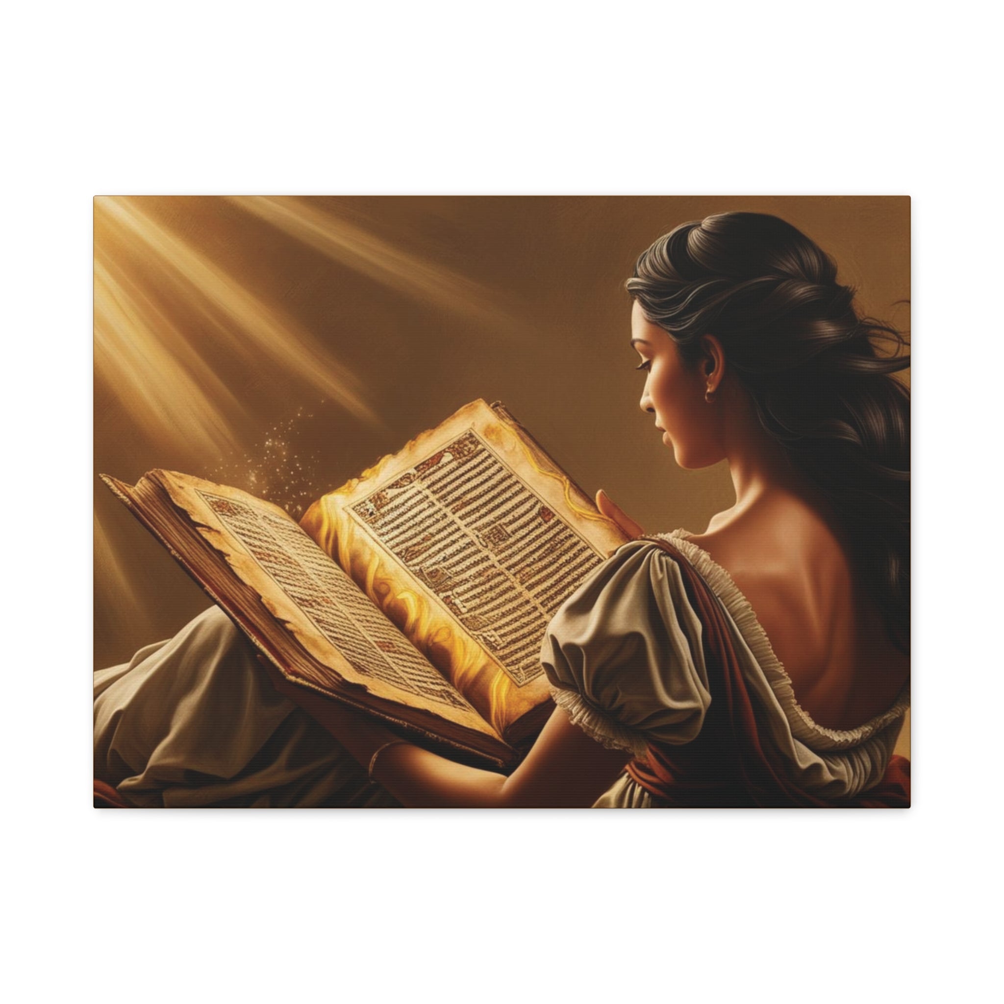 Canvas Wall Art - Magical Latina Reading a Book