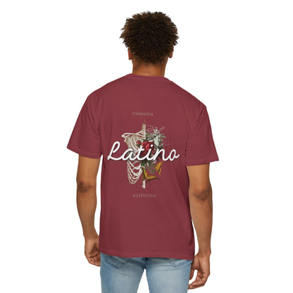 Unisex Garment-Dyed T-shirt - Autentico, Chingon Latino with Calavera Heart