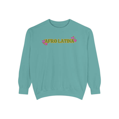 Sweatshirt - Afro Latina Belleza Latina Afro with Flowers Print