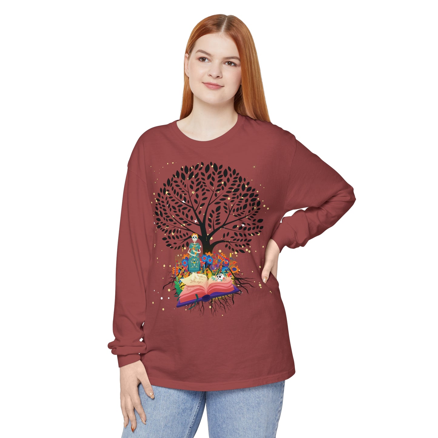 Long Sleeve T-Shirt - Magical Tree with Catrina and Roots Design