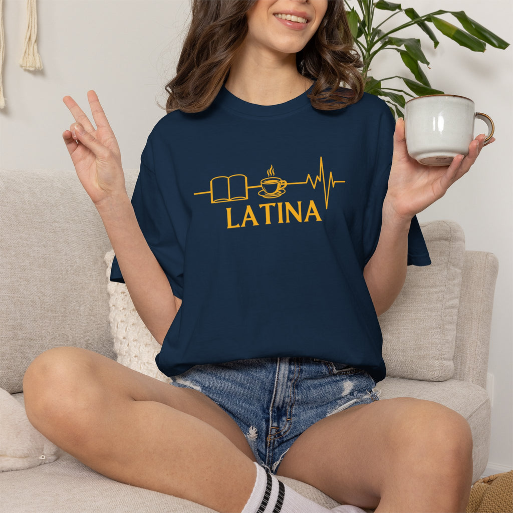 Latina with Coffee & Book Heartbeat T-Shirt