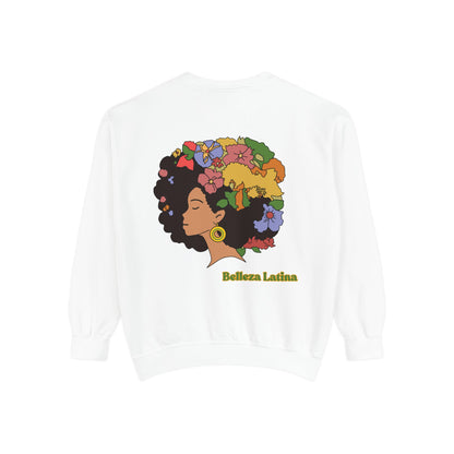 Sweatshirt - Afro Latina Belleza Latina Afro with Flowers Print