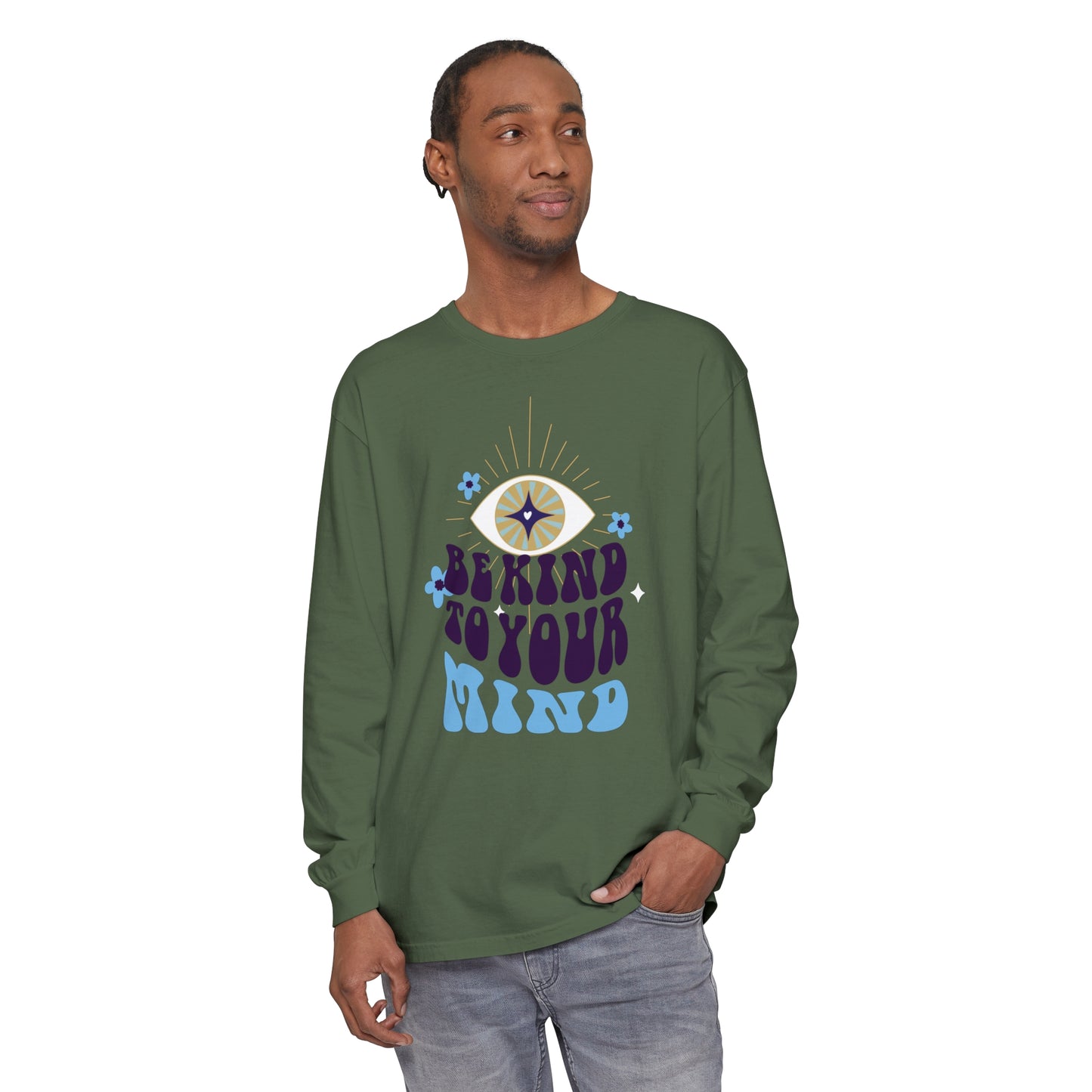 Long Sleeve T-Shirt Be Kind to Your Mind Ojo Design