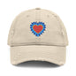 Distressed Hat - Embroidered Heart Design